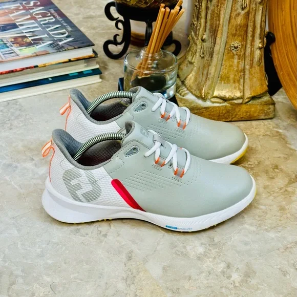EUC! Footjoy Fuel Womens 6.5M Spikeless Golf Shoes Sneakers Grey/Pink Leather. - Picture 2 of 10